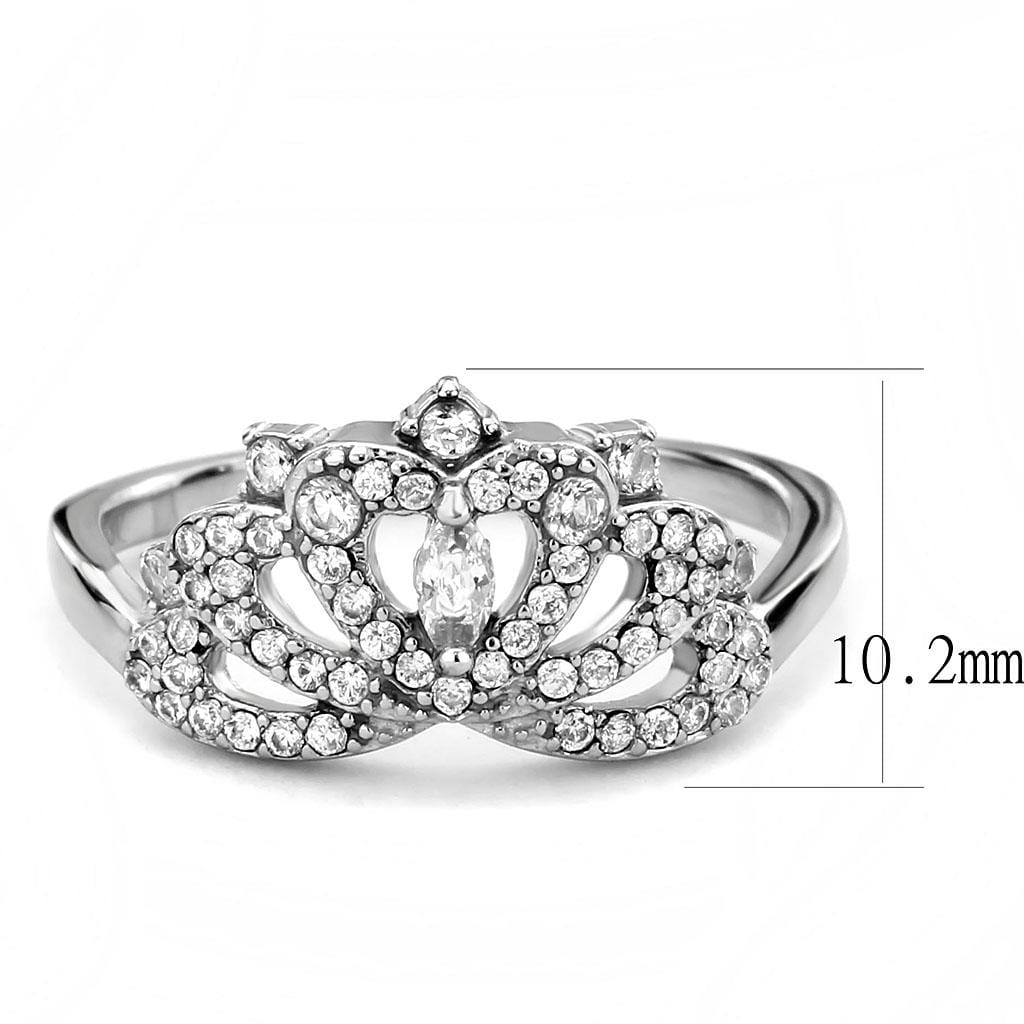 Alamode High polished (no plating) Stainless Steel Ring with AAA Grade CZ in Clear - Alamode