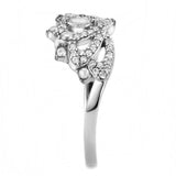 Alamode High polished (no plating) Stainless Steel Ring with AAA Grade CZ in Clear - Alamode