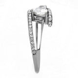 Alamode High polished (no plating) Stainless Steel Ring with AAA Grade CZ in Clear - Alamode