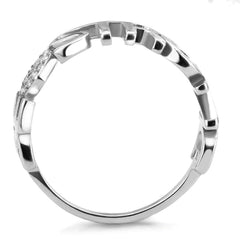 Alamode High polished (no plating) Stainless Steel Ring with AAA Grade CZ in Clear - Alamode