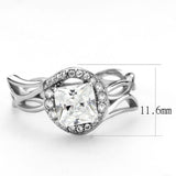 Alamode High polished (no plating) Stainless Steel Ring with AAA Grade CZ in Clear - Alamode