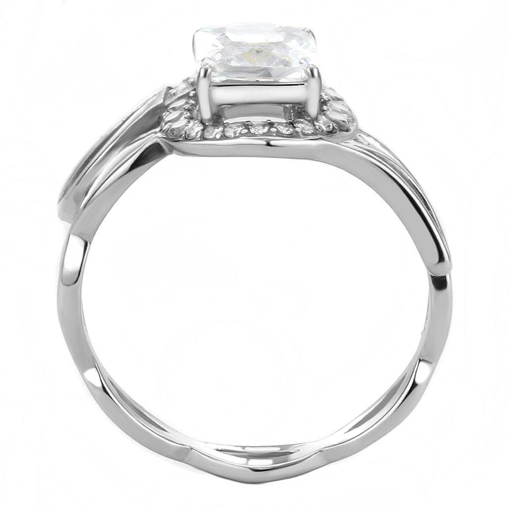 Alamode High polished (no plating) Stainless Steel Ring with AAA Grade CZ in Clear - Alamode