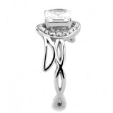 Alamode High polished (no plating) Stainless Steel Ring with AAA Grade CZ in Clear - Alamode