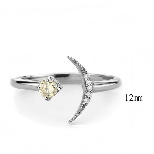 Alamode High polished (no plating) Stainless Steel Ring with AAA Grade CZ in Champagne - Flyclothing LLC