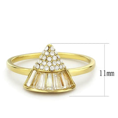 Alamode IP Gold(Ion Plating) Stainless Steel Ring with AAA Grade CZ in Clear - Alamode