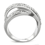 Alamode High polished (no plating) Stainless Steel Ring with AAA Grade CZ in Clear - Alamode