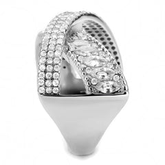 Alamode High polished (no plating) Stainless Steel Ring with AAA Grade CZ in Clear - Alamode