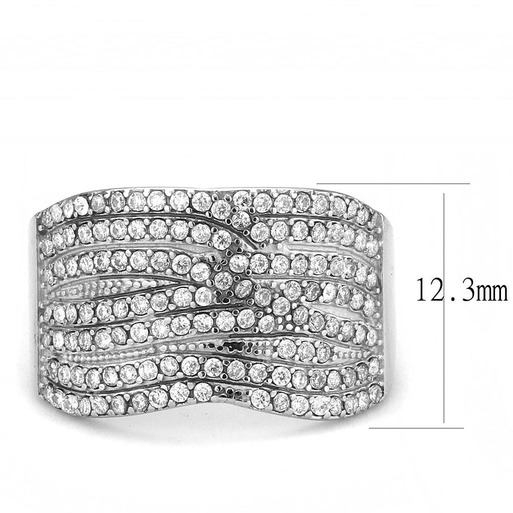 Alamode High polished (no plating) Stainless Steel Ring with AAA Grade CZ in Clear - Alamode