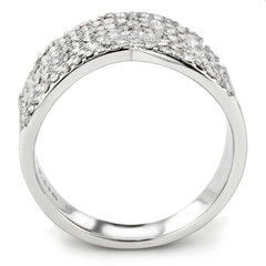 Alamode High polished (no plating) Stainless Steel Ring with AAA Grade CZ in Clear - Alamode