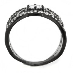 Alamode IP Black(Ion Plating) Stainless Steel Ring with AAA Grade CZ in Clear - Alamode