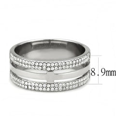 Alamode High polished (no plating) Stainless Steel Ring with AAA Grade CZ in Clear - Alamode