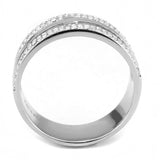 Alamode High polished (no plating) Stainless Steel Ring with AAA Grade CZ in Clear - Alamode