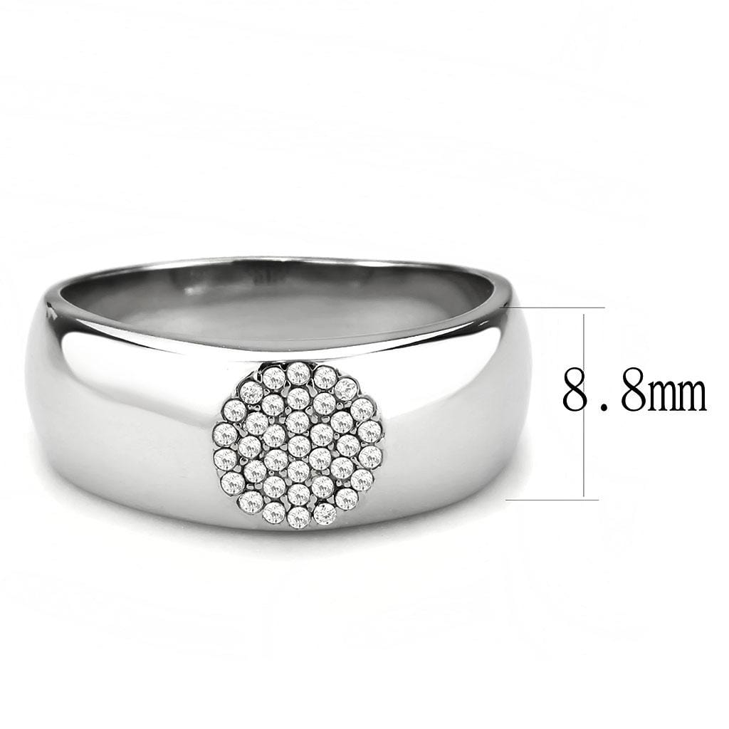 Alamode High polished (no plating) Stainless Steel Ring with AAA Grade CZ in Clear - Alamode