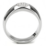 Alamode High polished (no plating) Stainless Steel Ring with AAA Grade CZ in Clear - Alamode