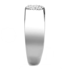 Alamode High polished (no plating) Stainless Steel Ring with AAA Grade CZ in Clear - Alamode