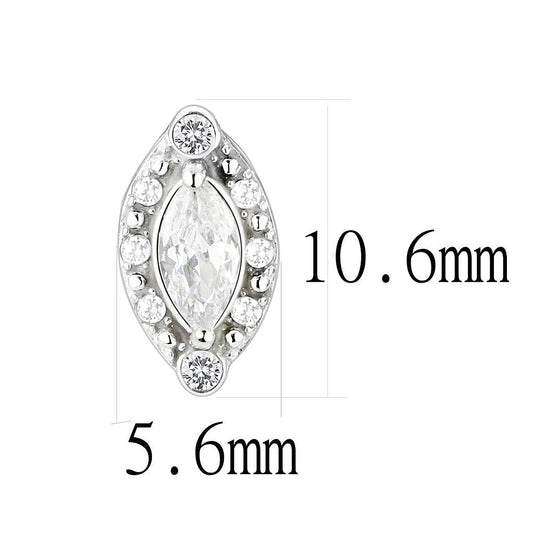 Alamode High polished (no plating) Stainless Steel Earrings with AAA Grade CZ in Clear - Flyclothing LLC