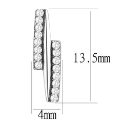 Alamode High polished (no plating) Stainless Steel Earrings with AAA Grade CZ in Clear - Flyclothing LLC