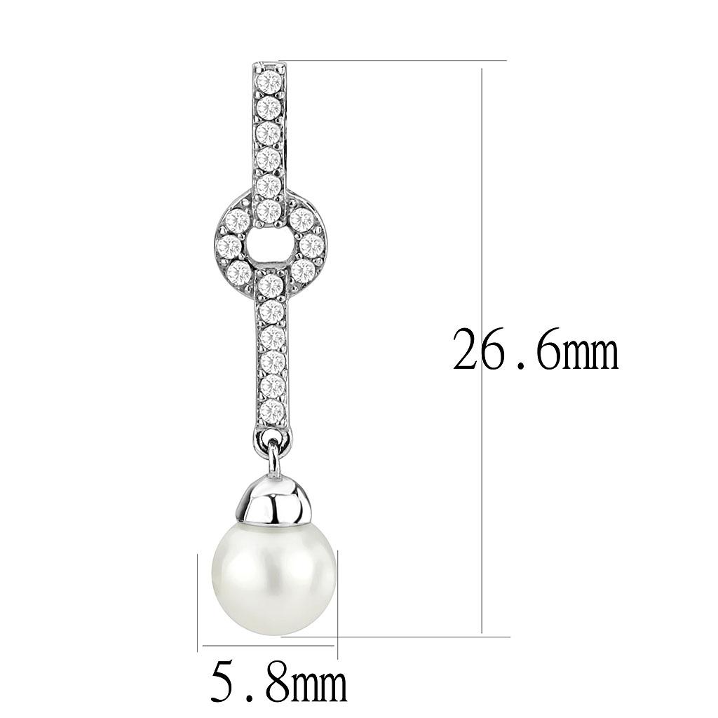 Alamode High polished (no plating) Stainless Steel Earrings with Synthetic Pearl in White - Flyclothing LLC