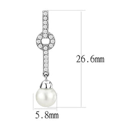 Alamode High polished (no plating) Stainless Steel Earrings with Synthetic Pearl in White - Flyclothing LLC