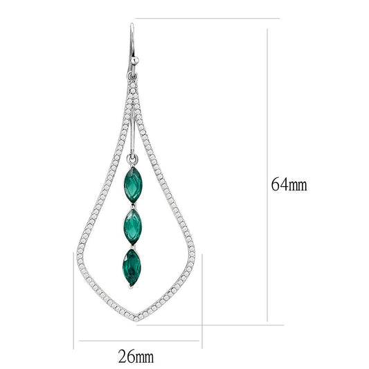 Alamode High polished (no plating) Stainless Steel Earrings with Synthetic Synthetic Glass in Blue Zircon - Flyclothing LLC