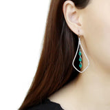 Alamode High polished (no plating) Stainless Steel Earrings with Synthetic Synthetic Glass in Blue Zircon - Flyclothing LLC