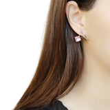 Alamode High polished (no plating) Stainless Steel Earrings with Top Grade Crystal in Light Rose - Flyclothing LLC