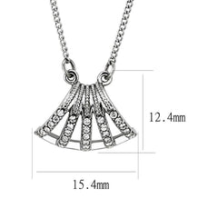 Alamode High polished (no plating) Stainless Steel Chain Pendant with AAA Grade CZ in Clear - Flyclothing LLC