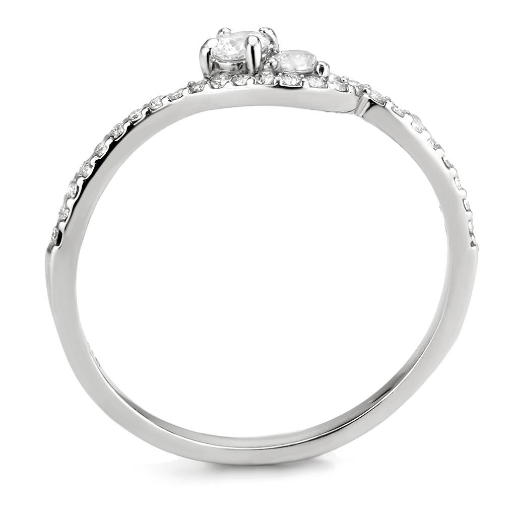 Alamode High polished (no plating) Stainless Steel Ring with AAA Grade CZ in Clear - Flyclothing LLC