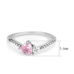 Alamode High polished (no plating) Stainless Steel Ring with AAA Grade CZ in Rose