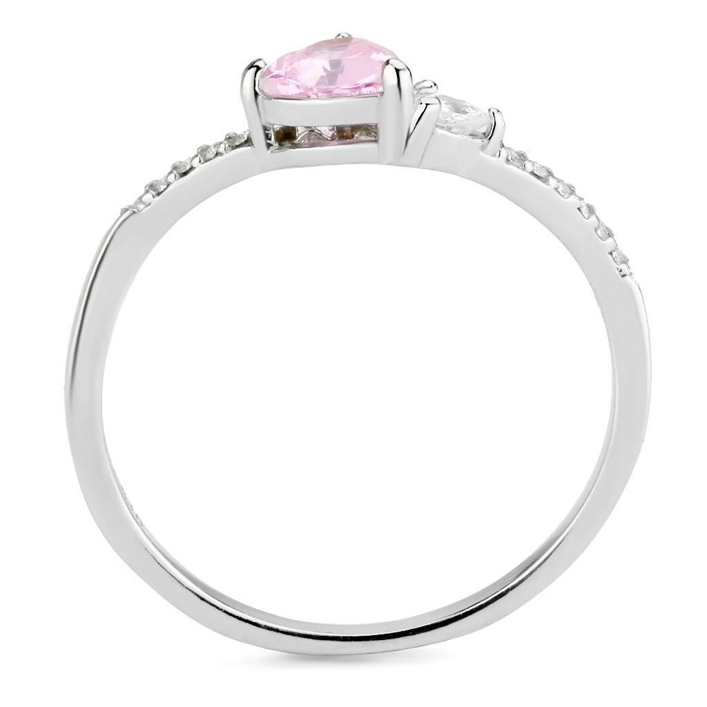Alamode High polished (no plating) Stainless Steel Ring with AAA Grade CZ in Rose