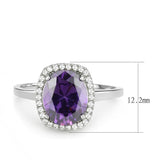 Alamode High polished (no plating) Stainless Steel Ring with AAA Grade CZ in Amethyst - Flyclothing LLC