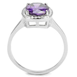 Alamode High polished (no plating) Stainless Steel Ring with AAA Grade CZ in Amethyst - Flyclothing LLC