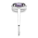 Alamode High polished (no plating) Stainless Steel Ring with AAA Grade CZ in Amethyst - Flyclothing LLC