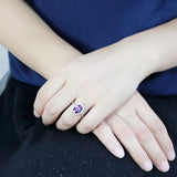 Alamode High polished (no plating) Stainless Steel Ring with AAA Grade CZ in Amethyst - Flyclothing LLC