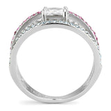 Alamode High polished (no plating) Stainless Steel Ring with AAA Grade CZ in Multi Color - Alamode