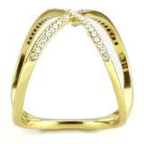 Alamode IP Gold(Ion Plating) Stainless Steel Ring with AAA Grade CZ in Clear - Alamode