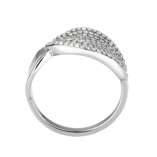 Alamode High polished (no plating) Stainless Steel Ring with AAA Grade CZ in Clear - Flyclothing LLC