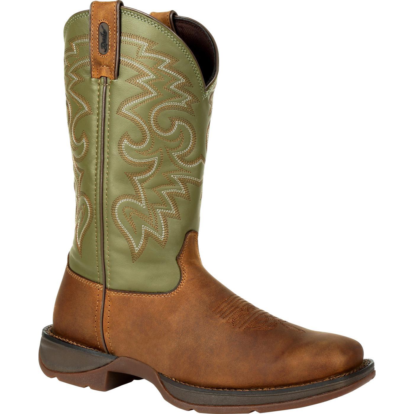 Rebel™ by Durango® Coffee & Cactus Pull-On Western Boot - Flyclothing LLC