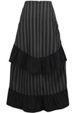 Daisy Corsets Black/Grey Stripe Adjustable High Low Skirt - Flyclothing LLC