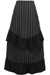 Daisy Corsets Black/Grey Stripe Adjustable High Low Skirt - Daisy Corsets