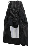 Daisy Corsets Black/Grey Stripe Adjustable High Low Skirt - Flyclothing LLC