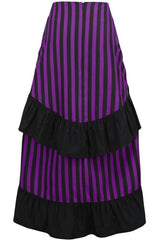 Daisy Corsets Black/Purple Stripe Adjustable High Low Skirt - Daisy Corsets