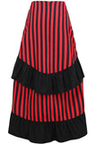 Daisy Corsets Black/Red Stripe Adjustable High Low Skirt - Flyclothing LLC