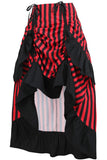 Daisy Corsets Black/Red Stripe Adjustable High Low Skirt - Flyclothing LLC