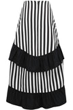 Daisy Corsets Black/White Stripe Adjustable High Low Skirt - Flyclothing LLC