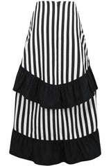 Daisy Corsets Black/White Stripe Adjustable High Low Skirt - Daisy Corsets