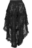 Daisy Corsets Black Lace Ruched Front High Low Lace Skirt - Flyclothing LLC