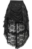 Daisy Corsets Black Lace Ruched Front High Low Lace Skirt