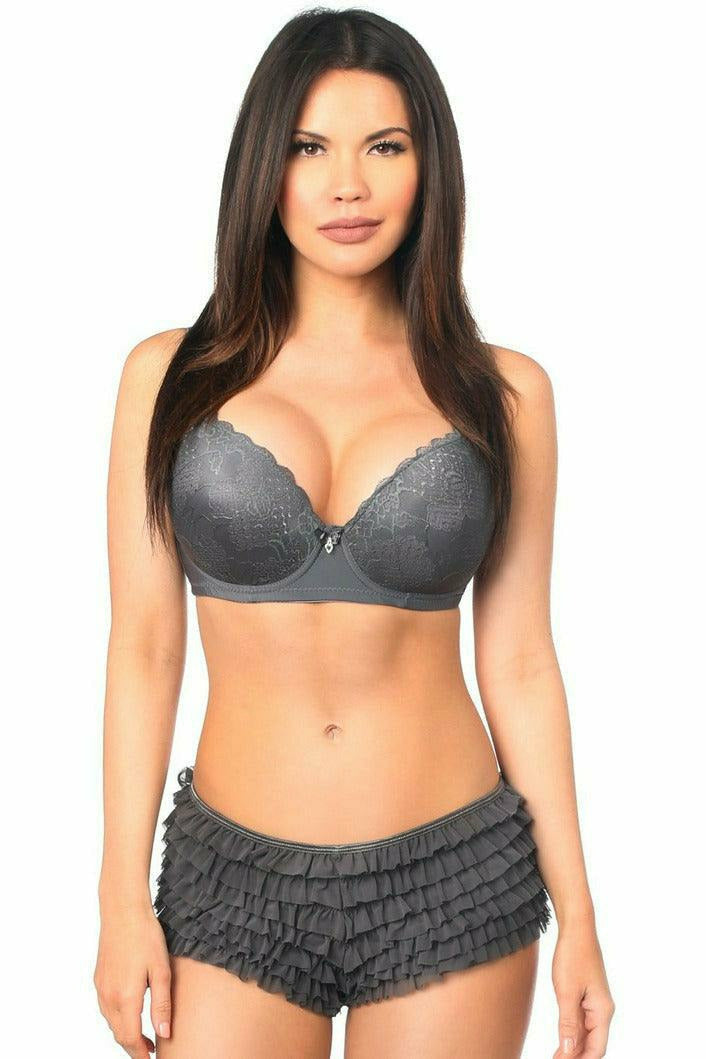 Daisy Corsets Dark Grey Ruffle Panty w/Bow - Flyclothing LLC