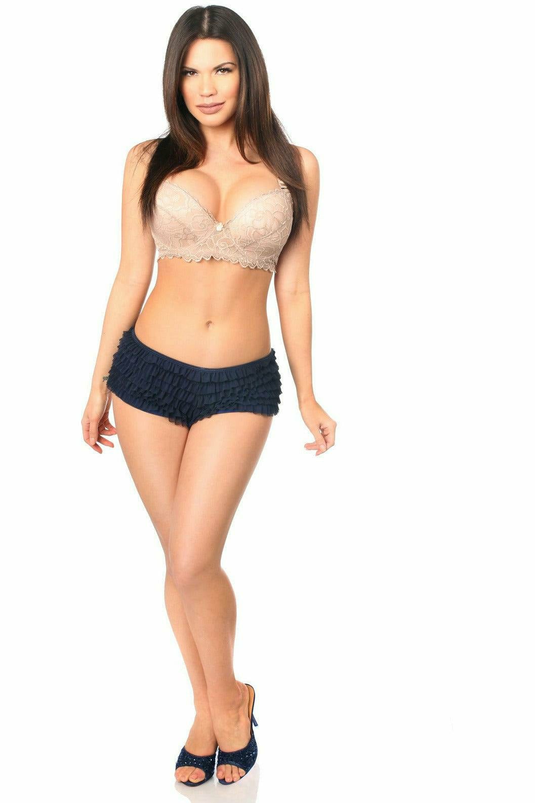 Daisy Corsets Navy Blue Ruffle Panty w/Bow - Flyclothing LLC